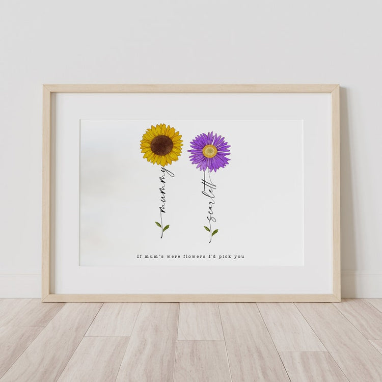 Personalised Mother’s Day Gift – Floral Portrait for Mum & Nanny