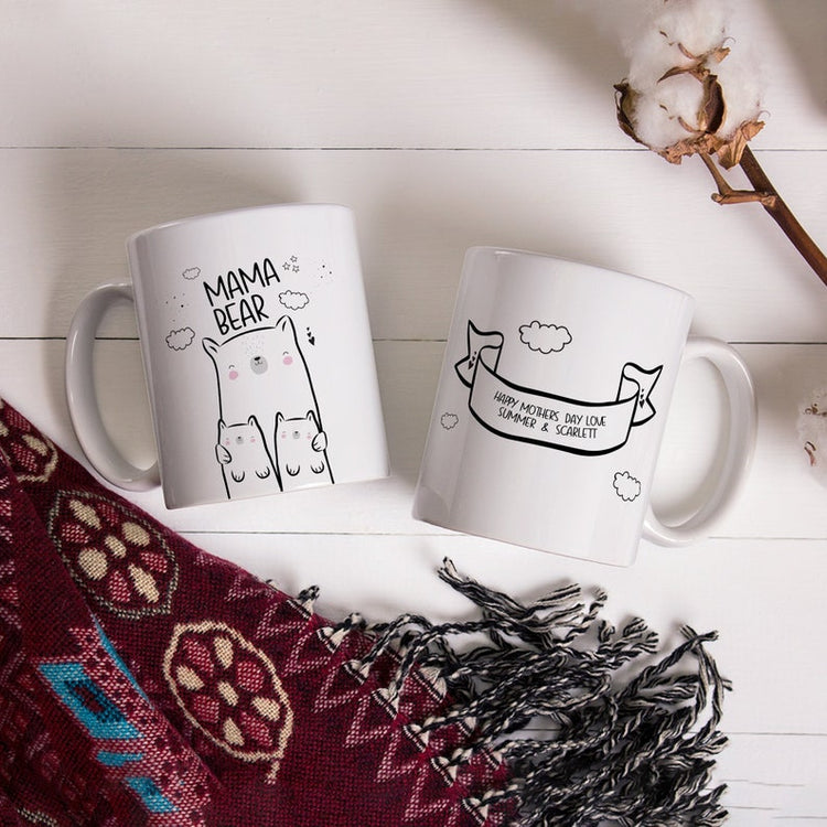 Twins Mama Bear Mug – Personalised Mother’s Day Gift for Twin Mum