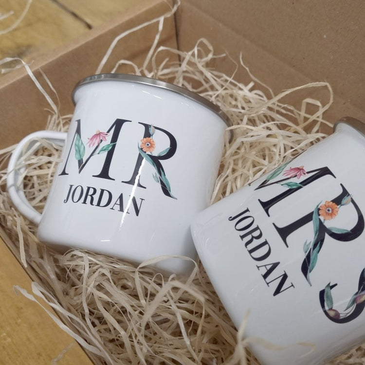 10 Year Anniversary Mug Set – Personalised Tin Anniversary Gift for Couple