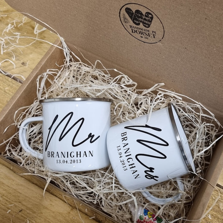 10 Year Anniversary Mr & Mrs Mug Set – Personalised Couple Gift