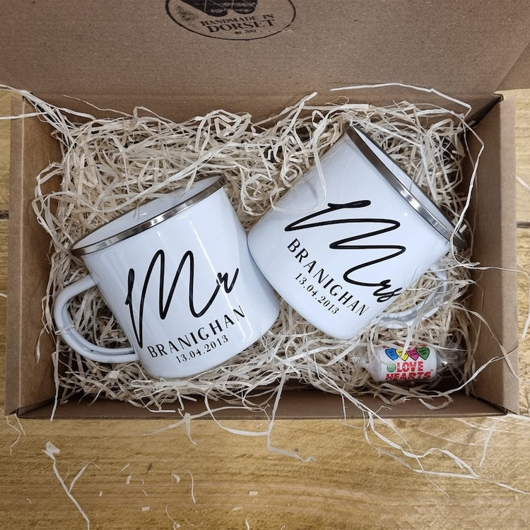 10 Year Anniversary Mr & Mrs Mug Set – Personalised Couple Gift