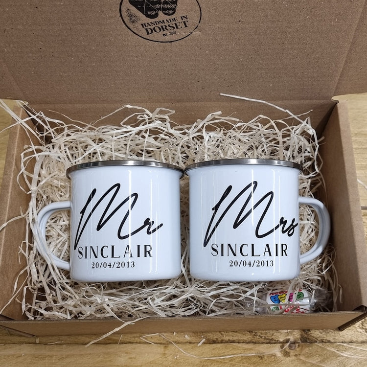 10 Year Anniversary Mr & Mrs Mug Set – Personalised Couple Gift