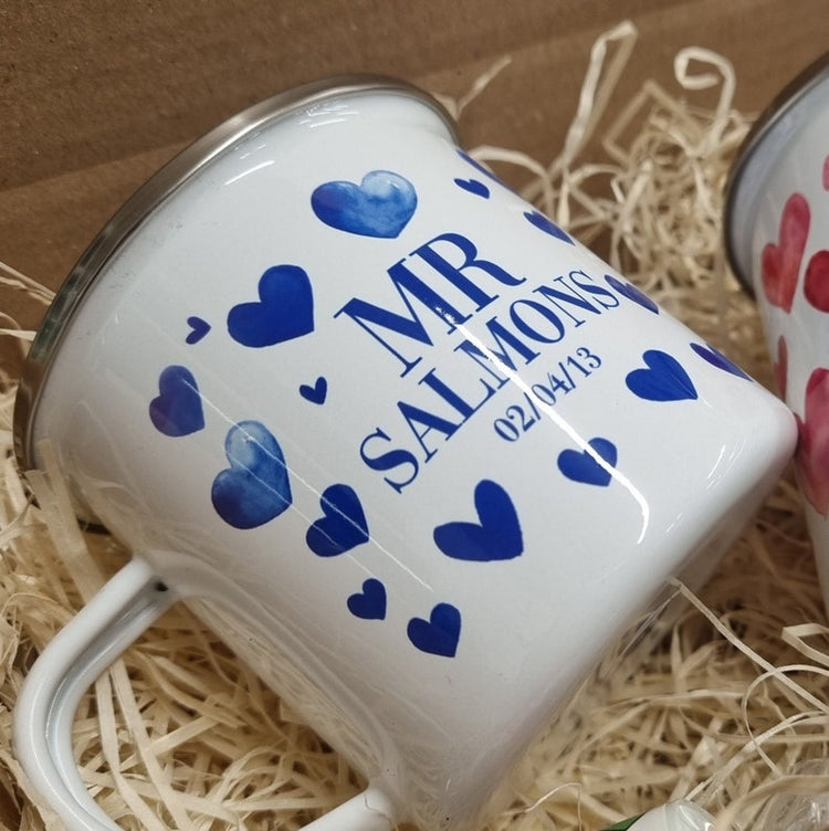 10 Year Anniversary Mr & Mrs Mug Set – Personalised Tin Years Gift