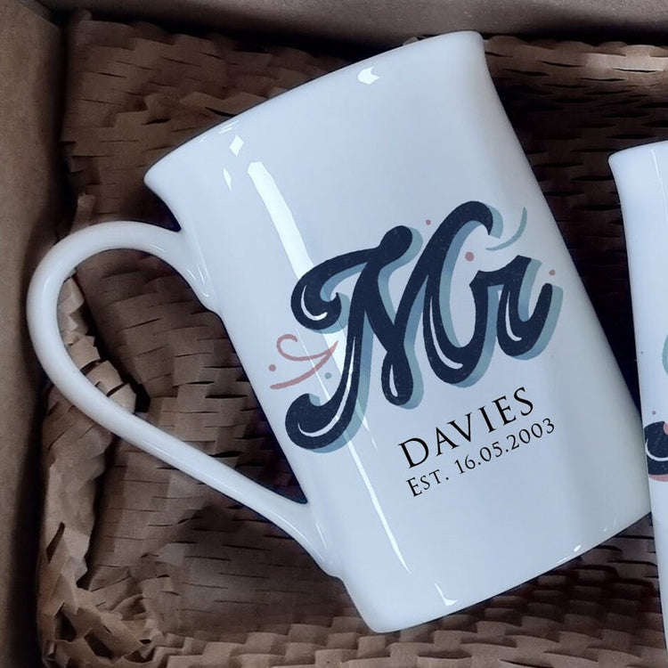 Mr & Mrs Bone China Mug Set – 20th Wedding Anniversary Gift