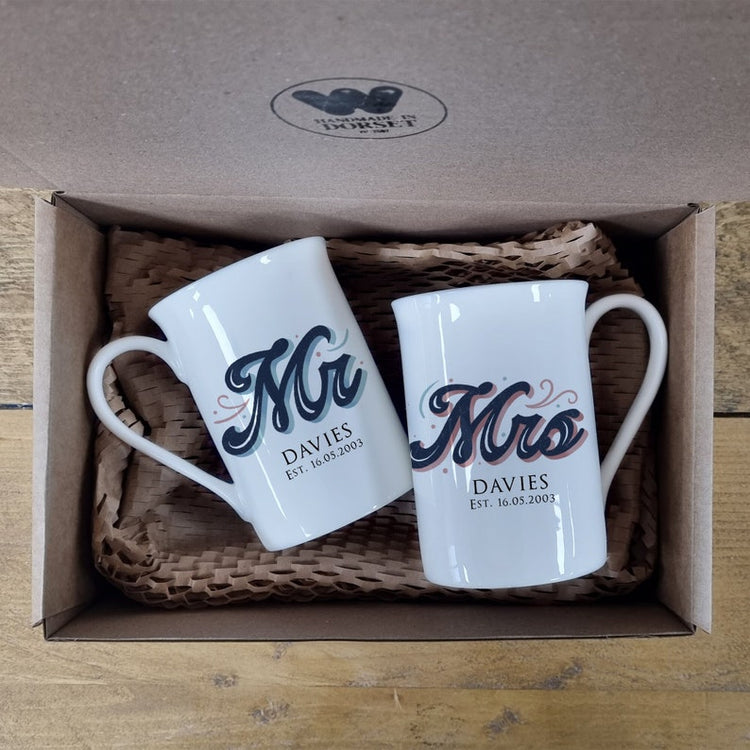 Mr & Mrs Bone China Mug Set – 20th Wedding Anniversary Gift