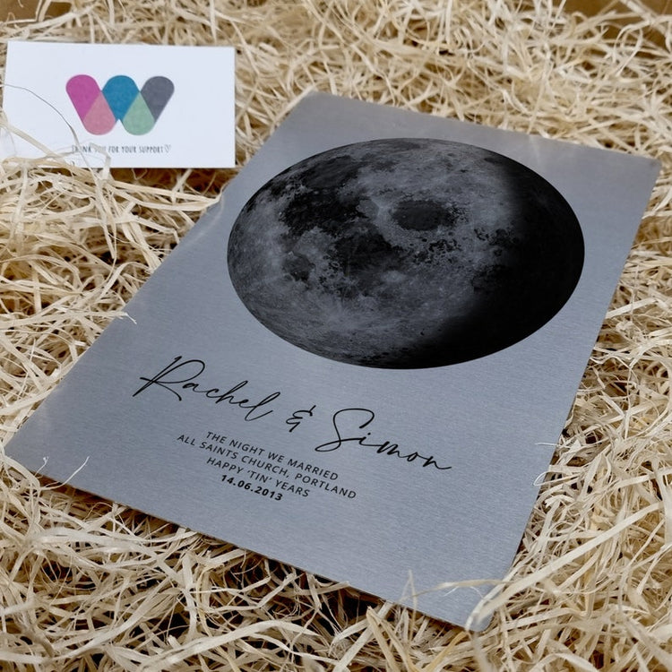 10 Year Anniversary Custom Moon Phase Print – Personalised Tin Gift