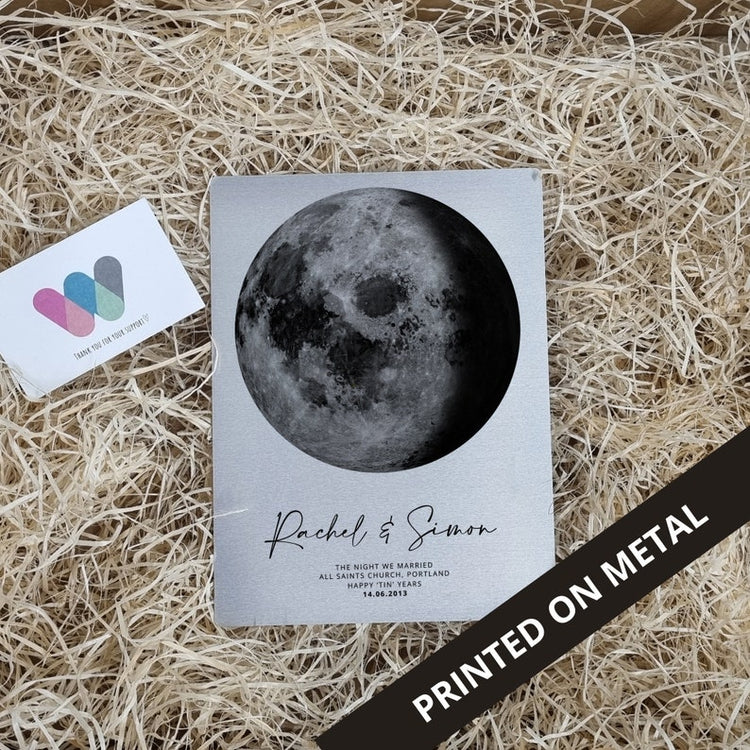 10 Year Anniversary Custom Moon Phase Print – Personalised Tin Gift
