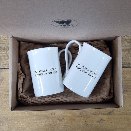 Mr and Mrs Mugs, 20th Anniversary, China Anniversary, Wedding Anniversary Keepsake, Personalised 20th Anniversary, Bone China Mug Set