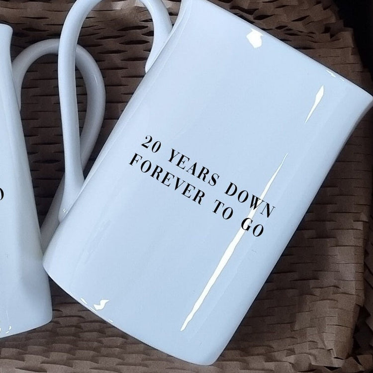 Mr and Mrs Mugs, 20th Anniversary, China Anniversary, Wedding Anniversary Keepsake, Personalised 20th Anniversary, Bone China Mug Set