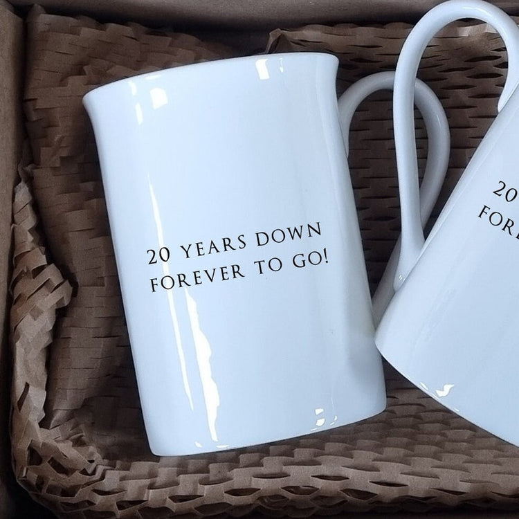 Mr & Mrs Bone China Mug Set – 20th Wedding Anniversary Gift