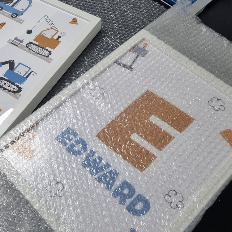 Diggers & Trucks Personalised Poster – Boys Bedroom Wall Art