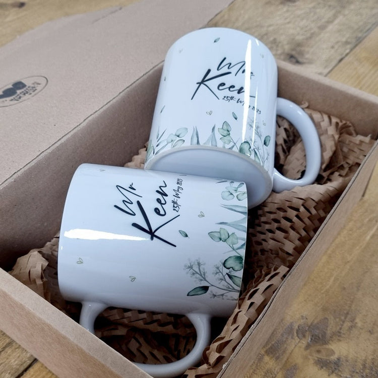 Personalised Mr & Mrs Mug Set – Wedding, Engagement & Anniversary Gift