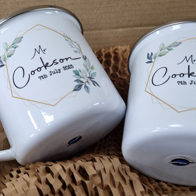 Personalised Bride & Groom Mug Set – Wedding & Tin Year Anniversary Gift