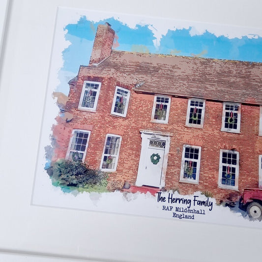Watercolour House Print – Personalised New Home Illustration