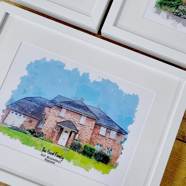 Watercolour House Print – Personalised New Home Illustration