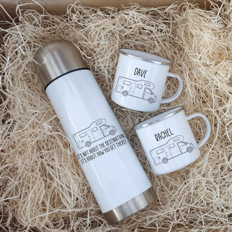 Personalised Motorhome Mug & Flask Set – Campervan & NC500 Gift