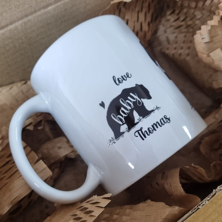 Papa & Mama Bear Mug Set – Personalised Gift for New Parents & Grandparents