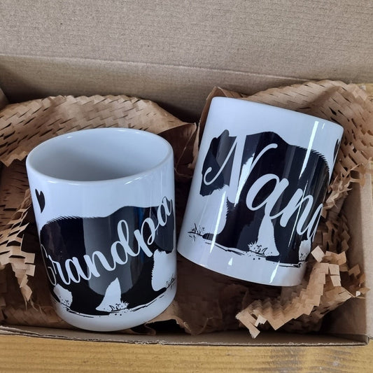 Papa & Mama Bear Mug Set – Personalised Gift for New Parents & Grandparents