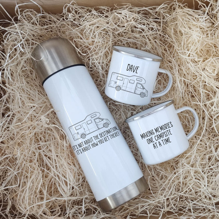 Personalised Motorhome Mug & Flask Set – Campervan & NC500 Gift