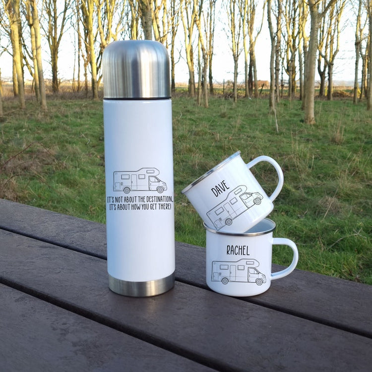 Personalised Motorhome Mug & Flask Set – Campervan & NC500 Gift