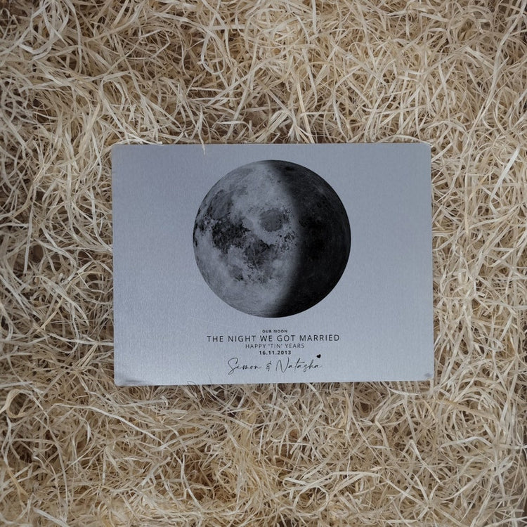 10 Year Anniversary Moon Phase Print – Personalised Tin Years Gift