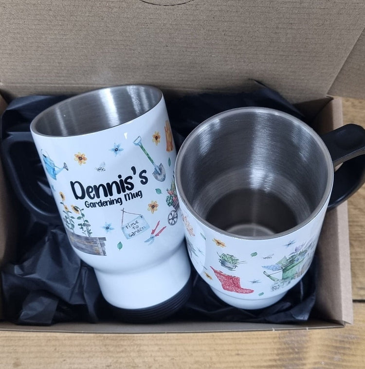 Personalised Allotment Thermal Travel Mug – Gardener & Home Grower Gift