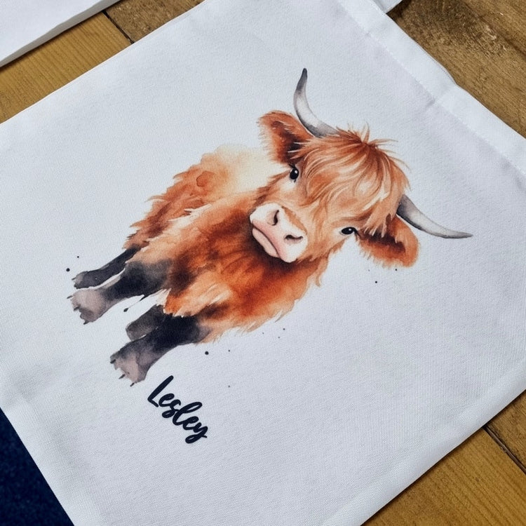 Personalised Highland Cow Tote Bag – Cute Shopper & Gift for Her