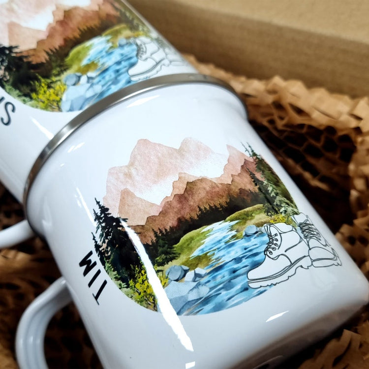Personalised Walkers Mug & Flask Set – Hiking & Trail Gift for Couples
