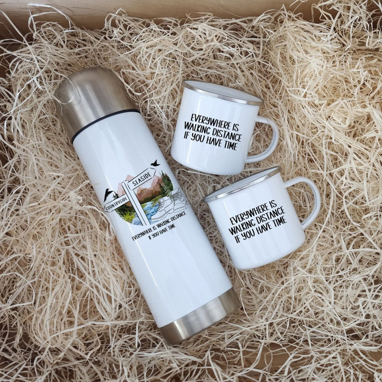 Personalised Walkers Mug & Flask Set – Hiking & Trail Gift for Couples