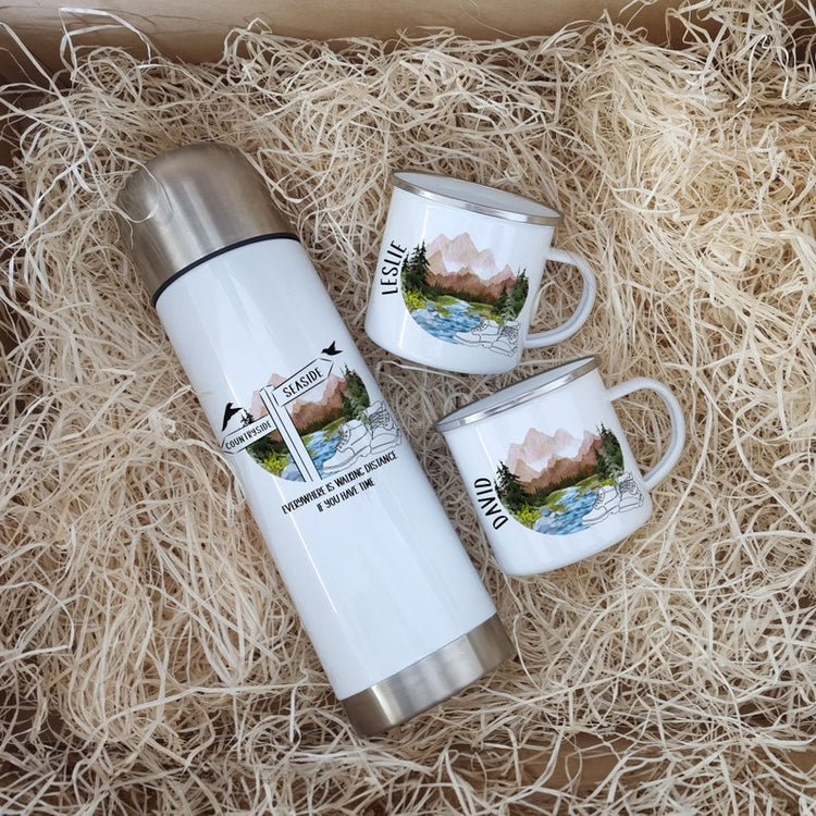 Personalised Walkers Mug & Flask Set – Hiking & Trail Gift for Couples