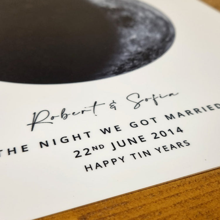 10 Year Anniversary Moon Phase Print – Personalised Tin Years Gift