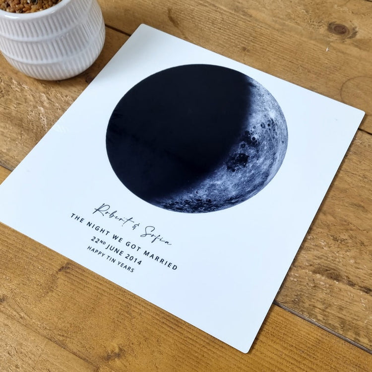 10 Year Anniversary Moon Phase Print – Personalised Tin Years Gift