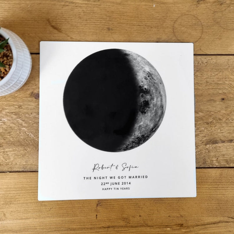 10 Year Anniversary Moon Phase Print – Personalised Tin Years Gift