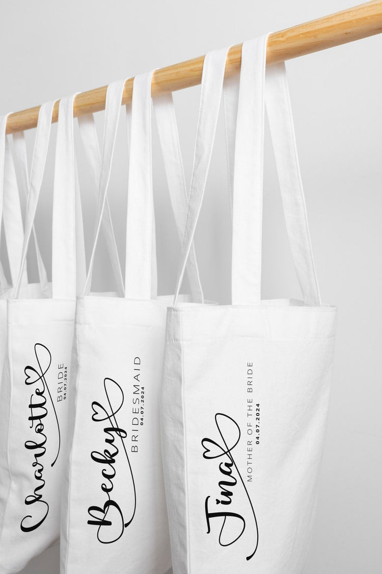 Personalised Bridal Party Bags – Team Bride Hen Party & Wedding Tote Gifts