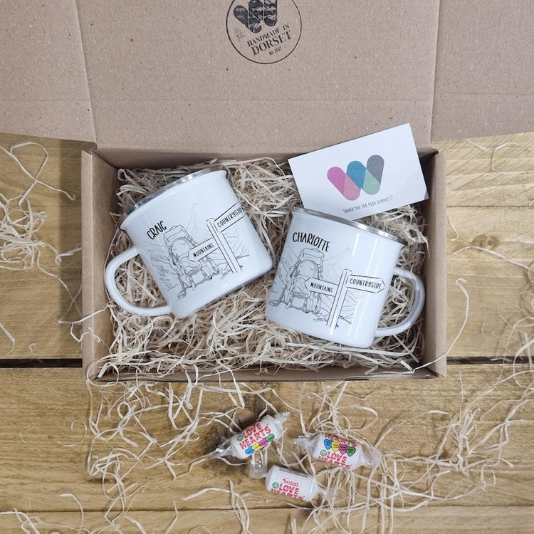 Hiking & Mountain Gift - Personalised Walkers Mug & Flask Set