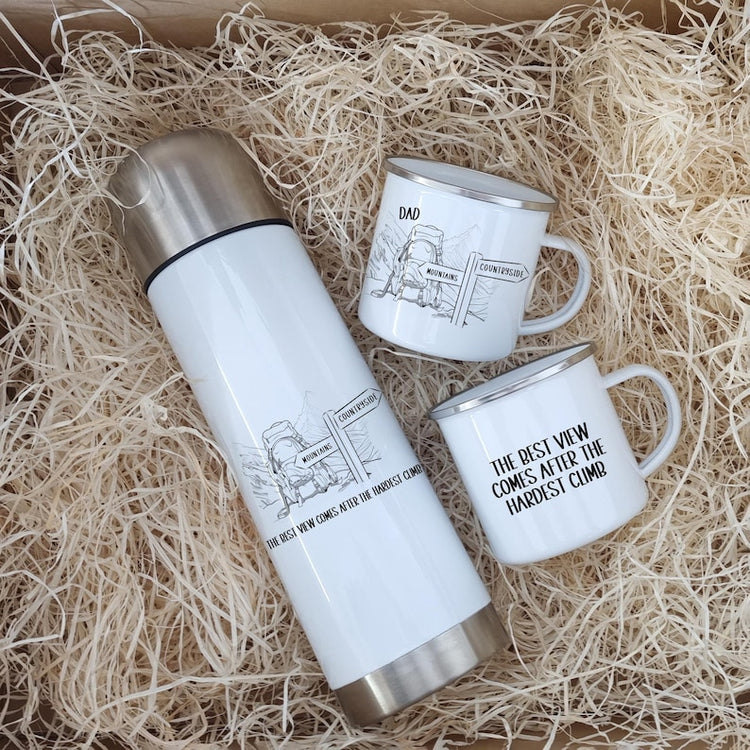 Hiking & Mountain Gift - Personalised Walkers Mug & Flask Set