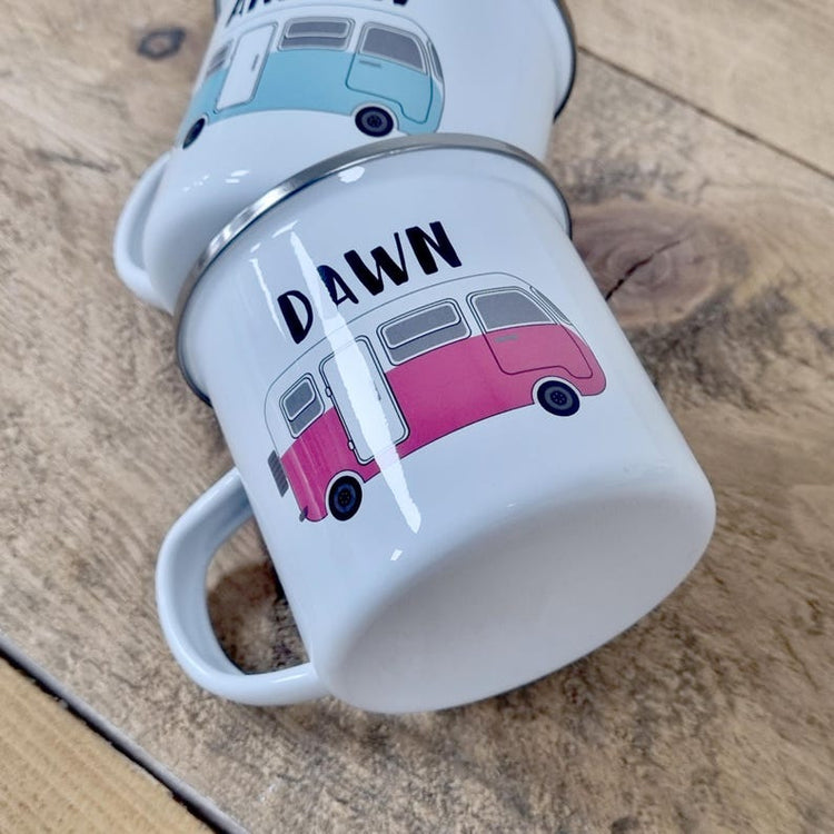 Personalised Campervan Enamel Mug & Flask Set – Van Life Gift