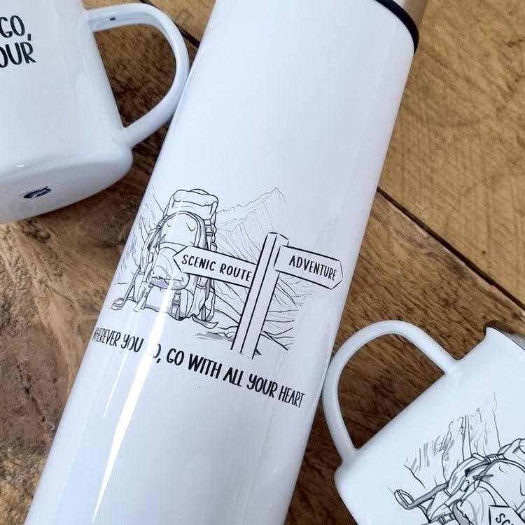 Hiking & Mountain Gift - Personalised Walkers Mug & Flask Set
