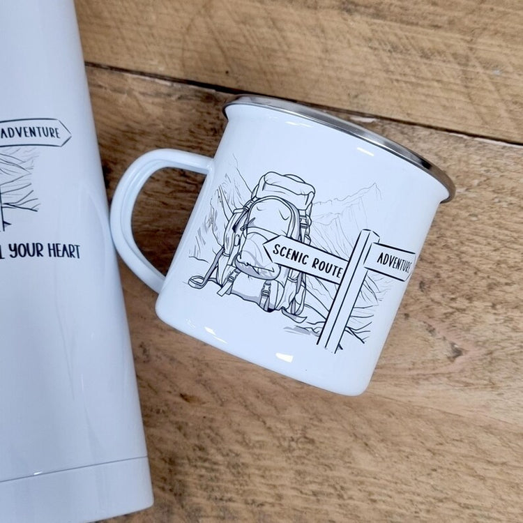 Hiking & Mountain Gift - Personalised Walkers Mug & Flask Set
