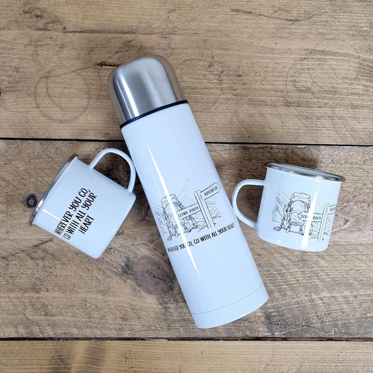 Hiking & Mountain Gift - Personalised Walkers Mug & Flask Set