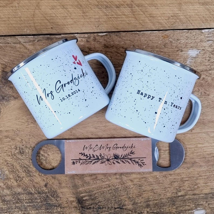 10 Year Anniversary Flask & Cup Set – Personalised Tin Years Gift