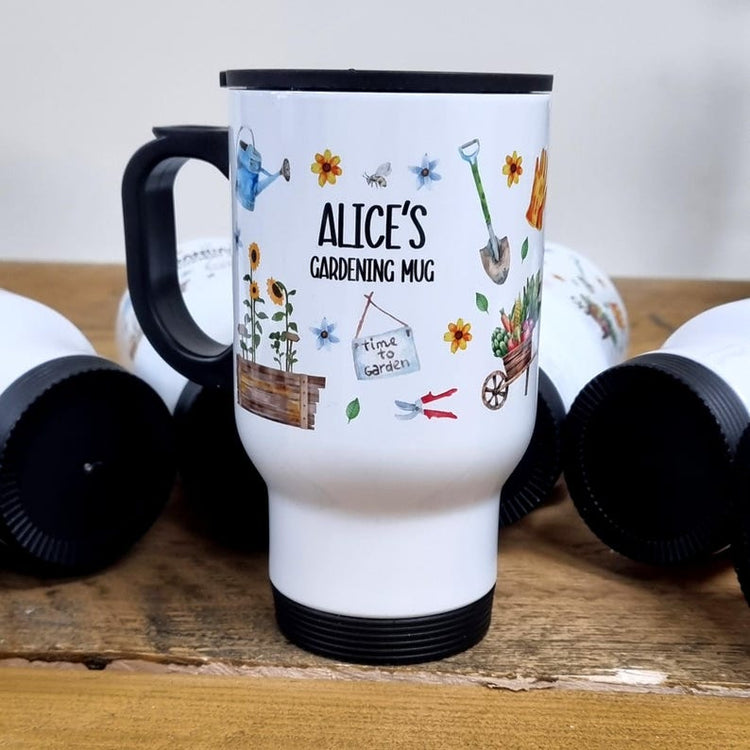 Personalised Allotment Thermal Travel Mug – Gardener & Home Grower Gift