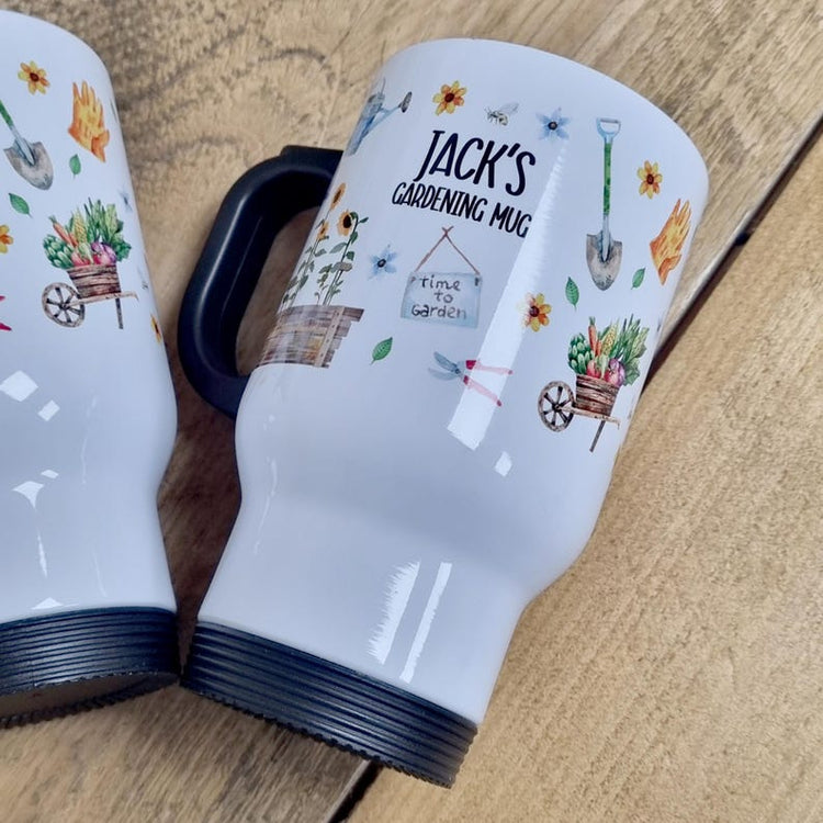 Personalised Allotment Thermal Travel Mug – Gardener & Home Grower Gift