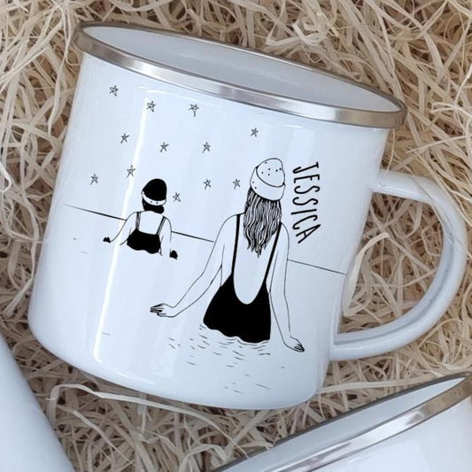 Personalised Wild Swimmer Flask & Mug Set – Cold Water Swimming Gift