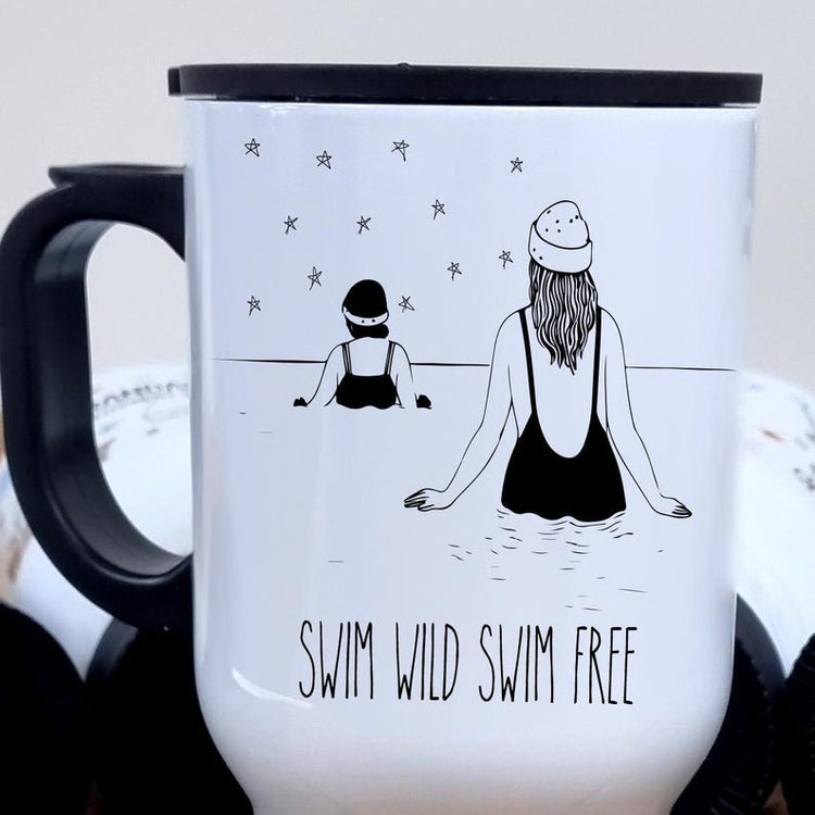 Personalised Wild Sea Swimming Thermal Mug – Cold Water Gift for Him & Her