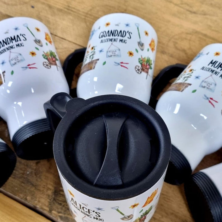 Personalised Allotment Thermal Travel Mug – Gardener & Home Grower Gift