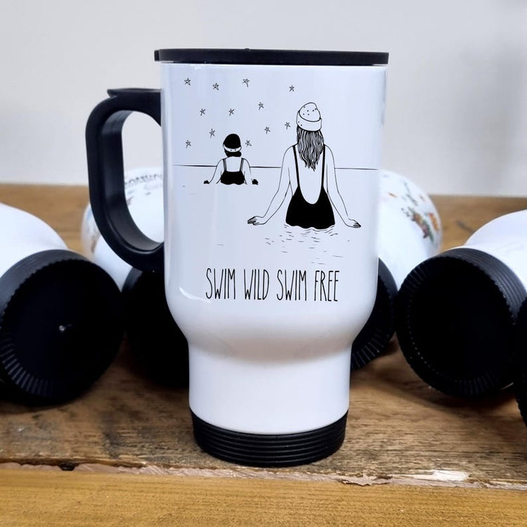 Personalised Wild Sea Swimming Thermal Mug – Cold Water Gift for Him & Her