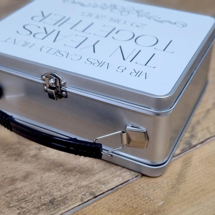 10 Year Anniversary Tin – Personalised Custom Gift for Wedding Couple