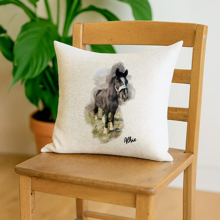 Custom Pet Pillow – Personalised Watercolour Dog Portrait from Photo