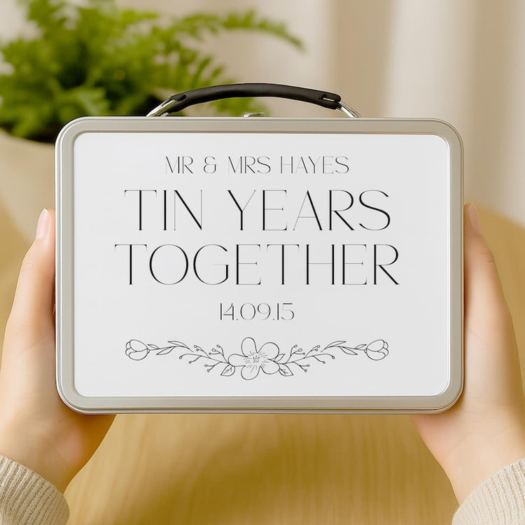 10 Year Anniversary Tin – Personalised Custom Gift for Wedding Couple